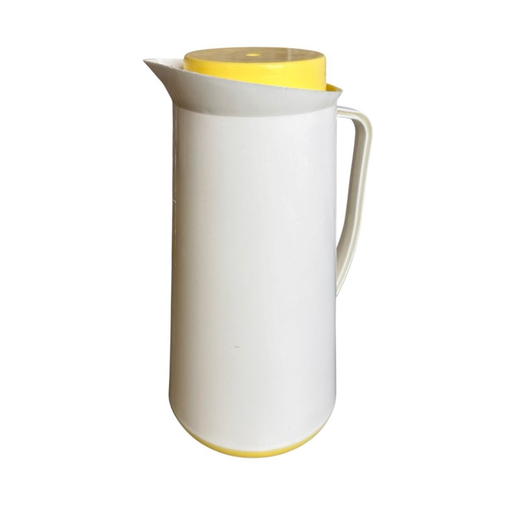 Vintage Carnation Milk Yellow and White Plastic Beverage Pitcher
